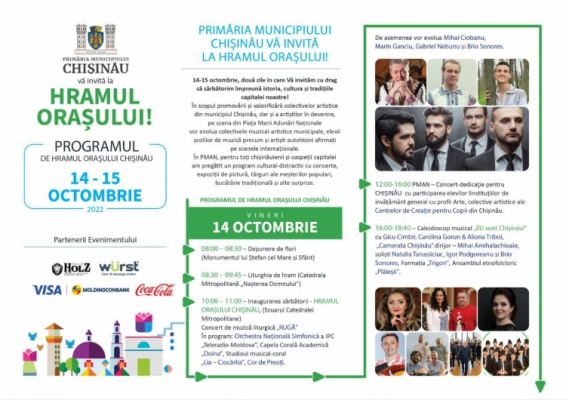 PRIMĂRIA MUNICIPIULUI CHIȘINĂU VA INVITĂ LA HRAMUL ORAȘULUI