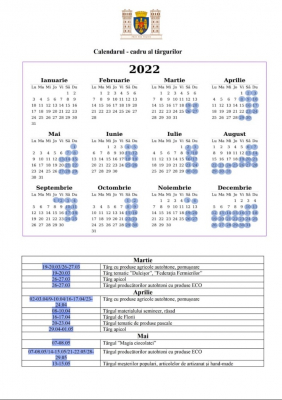 APROBAREA CALENDARULUI - CADRU AL EVENIMENTELOR CULTURALE ȘI TARGURILOR PENTRU ANUL 2022