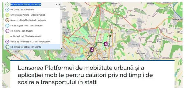 LANSAREA PLATFORMEI DE MOBILITATE URBANĂ ȘI A APLICAȚIEI MOBILE PENTRU CĂLOTORII PRIVIND TIMPII DE SOSIRE A TRANSPORTULUI ÎN STAȚII