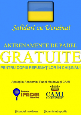 COPII REFUGIAȚILOR UCRAINENI ȘI ADĂPOSTIȚI TEMPORAR ÎN MUN. CHIȘINAU POT BENEFICIA DE ANTRENAMENTE GRATUITE DE PADEL