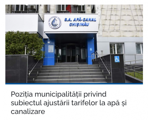 POZIȚIA MUNICIPALITĂȚII PRIVIND SUBIECTUL AJUSTĂRII TARIFELOR LA APĂ ŞI CANALIZARE