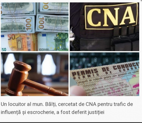 UN LOCUITOR AL MUN. BĂLȚI CERCETAT DE CNA